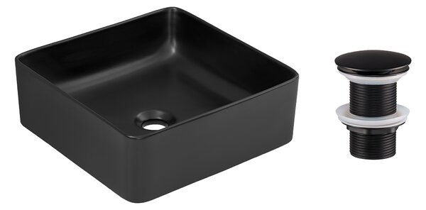 Comad Keramické umyvadlo na desku UM-SLIM 40 černé 37x37 + výpusť Click-Clack, černá
