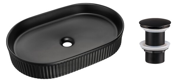 Comad Keramické umyvadlo na desku Beyond 3 56x36 + výpusť Click-Clack, černá