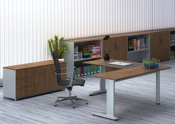 Rohový kancelářský stůl PRIMO FLEXIBLE, 180x180 cm, bříza