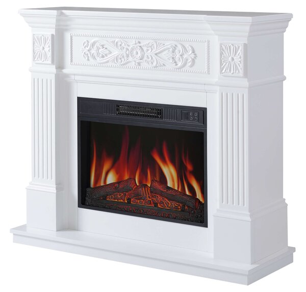 ArtiFlame Elektrický krb Toscana AF23S Elektrický stojící krb s ohřevem 1800W realistický efekt plamene LED osvětlení Dálkové ovládání Časovač Bílá barva