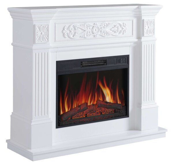 ArtiFlame Elektrický krb Toscana AF23S Elektrický stojící krb s ohřevem 1800W realistický efekt plamene LED osvětlení Dálkové ovládání Časovač Bílá barva