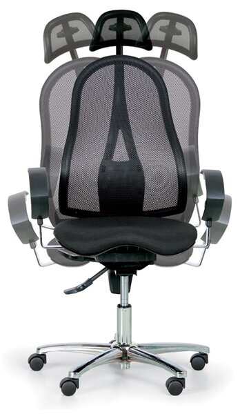 Zdravotní balanční kancelářská židle EXETER NET s opěrkou hlavy, černá