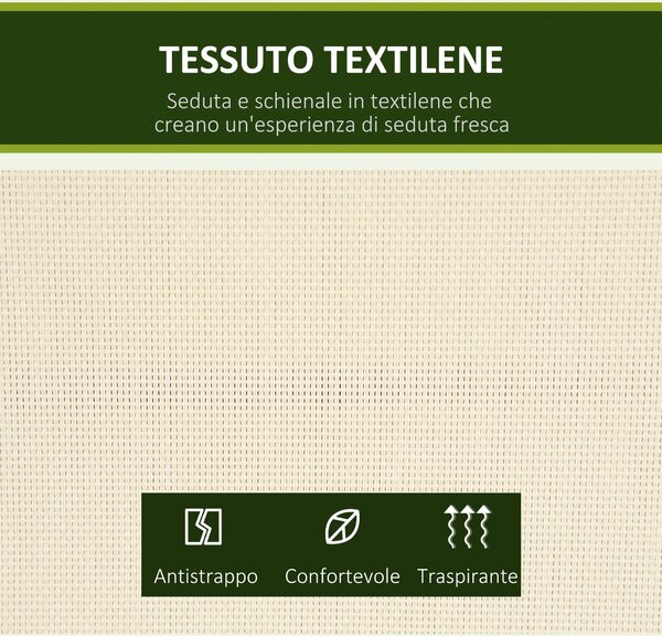 Zahradní houpačka pro 2 osoby s nastavitelnou markýzou a textilním sedákem, 140x118x162cm Béžová | Aosom