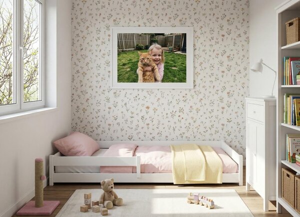 Dětská Montessori postel z masivu borovice ALICE - 180x80 cm - BÍLÁ