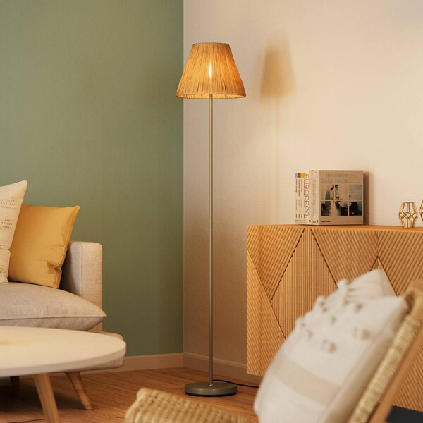 OSRAM Stojací lampa Decor Raffia, 1 žárovka, přírodní barva, E27, Hnědá / rez, Obývací pokoj / jídelna, Venkovský / rustikální