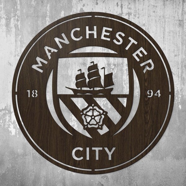 DUBLEZ | Dřevěné logo klubu - Manchester City | Obraz