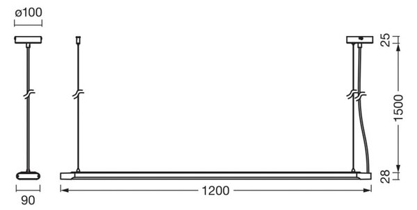 OSRAM LED závěsné světlo Office line Slab bílé 4 000 K stmívatelné, stmívatelný, Bílá / opál, Pracovna / kancelář, Hliník, Moderní