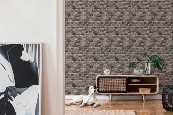 A.S. Création | Vliesová tapeta na zeď Elements 238814-3 | 0,53 x 10,05 m | šedá, černá, béžová