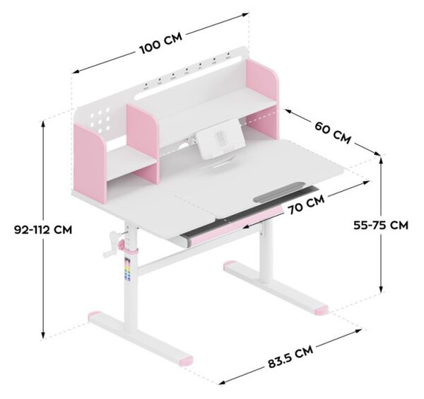 Dětský rostoucí psací stůl Mark Adler Study 5.7 Pink