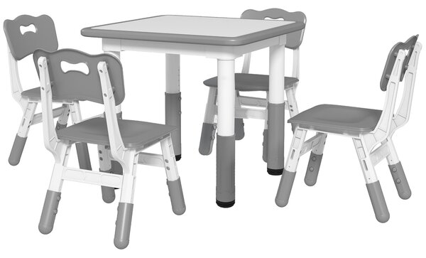 Sada stolu a židlí AIYAPLAY pro děti 18-60 měsíců, design šetřící místo, výškově nastavitelná, dětský stůl s tabulí na kreslení do herny, dřevo a PP