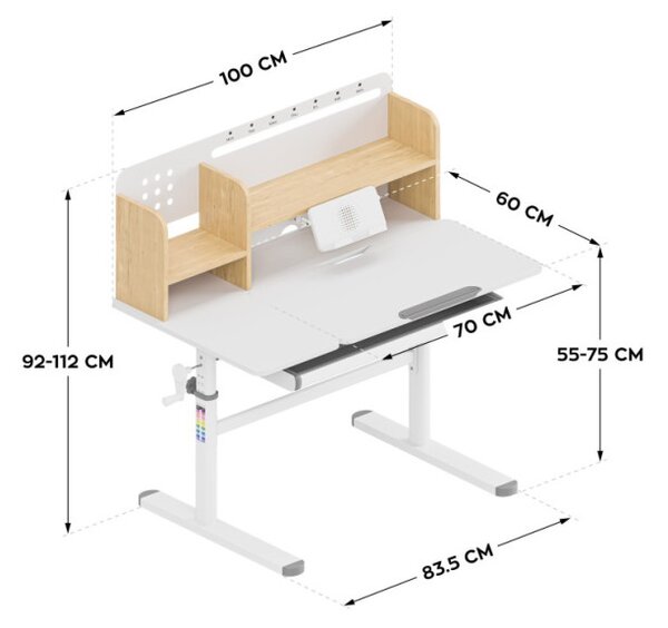Dětský rostoucí psací stůl Mark Adler Study 5.7 Grey
