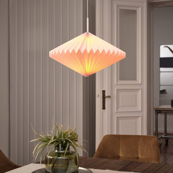 OSRAM Závěsné světlo Decor Paper Diamond, bílé, papír, E27, stmívatelný, Bílá / opál, Obývací pokoj / jídelna, Papír / lunolit / lunopal