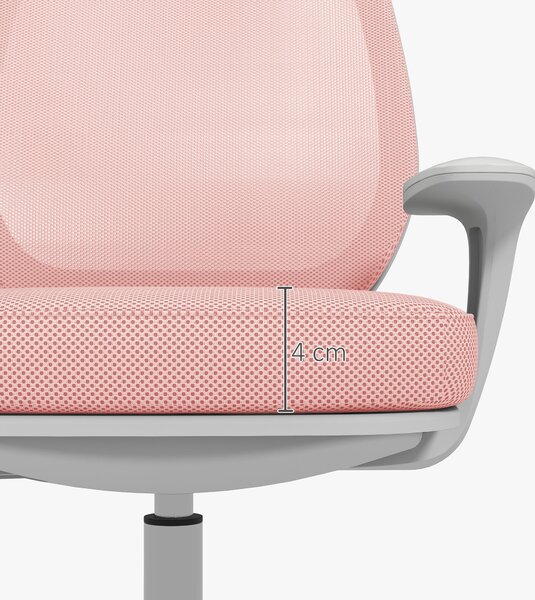 Ergonomická kancelářská židle Vinsetto z prodyšné tkaniny s 5 kolečky, nastavitelná výška, 55x48x82,5-94,5 cm, Růžová | Aosom