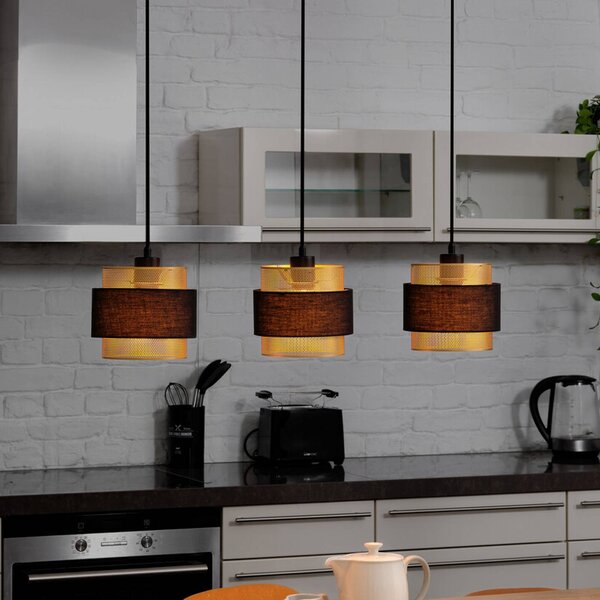 OSRAM Závěsné světlo Decor Hornet, 3 žárovky, černá/zlatá, stmívatelný, Černá, Obývací pokoj / jídelna, Textil / tkanina / hedvábí, Moderní