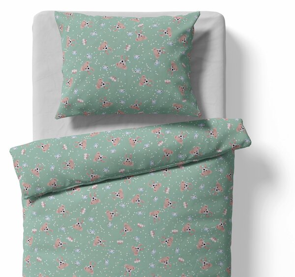Lamatex Dětské povlečení do postýlky – chrastítko Liška – mint