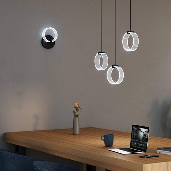 OSRAM LED nástěnné svítidlo Decor Circle, černé, Černá, Obývací pokoj / jídelna, Plast, Moderní