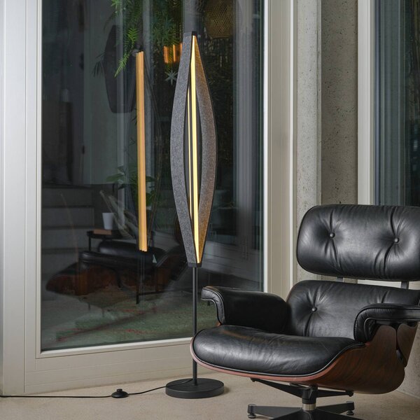 OSRAM LED stojací lampa Decor Flat Felt, šedá, plsť, 3 000 K, Hliník / šedá / zinek, Obývací pokoj / jídelna, Hliník, Moderní