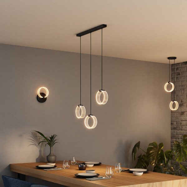 OSRAM LED závěsné světlo Decor Circle, 3-ramenné, černá, Černá, Obývací pokoj / jídelna, Plast, Moderní