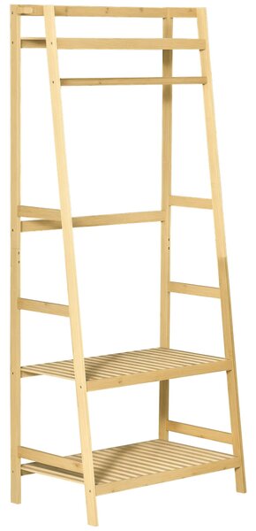 HOMCOM Bamboový věšák s poličkami pro předsíň a ložnici, 70x42x164 cm | Aosom