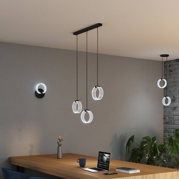 OSRAM LED závěsné světlo Decor Circle, 3-ramenné, černá, Černá, Obývací pokoj / jídelna, Plast, Moderní