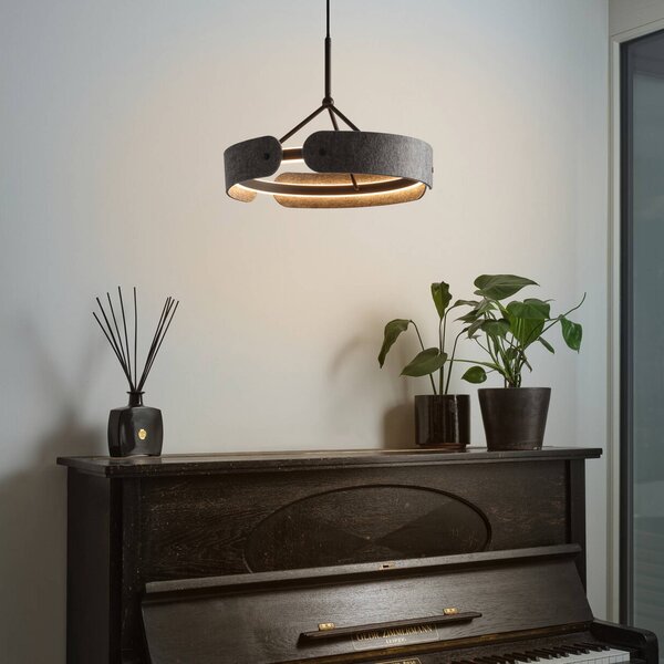 OSRAM LED závěsné světlo Decor Curve Felt, šedá, plsť, 3 000 K, Hliník / šedá / zinek, Obývací pokoj / jídelna, Textil / tkanina / hedvábí, Moderní