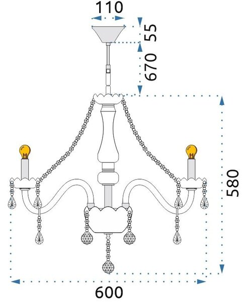 TooLight Křišťálové stropní svítidlo 300752 stříbrné