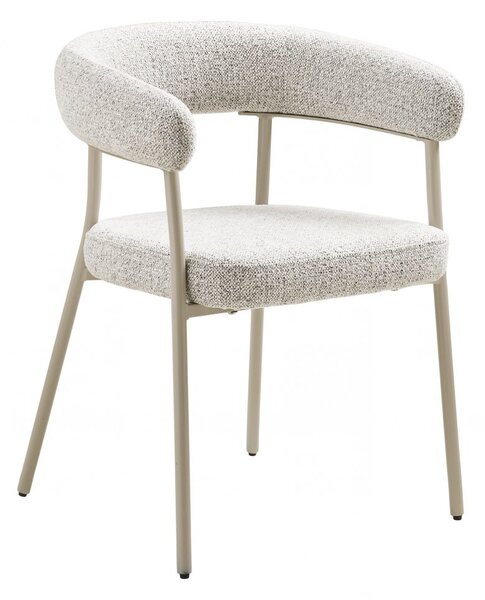 Jídelní židle Trivio, kovová, bouclé písková, 57,5×56×77 cm – House Nordic