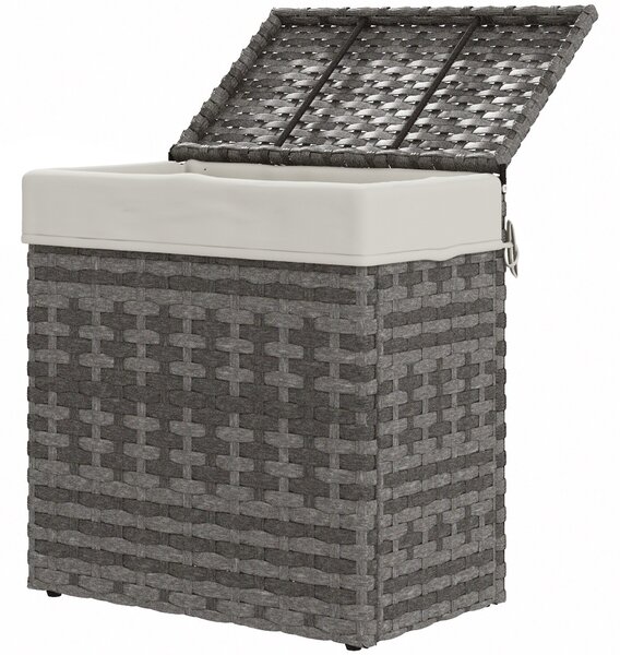 Zahradní box Outsunny z PE ratanu, venkovní úložná lavice s protiskluzovými nohami a voděodolnou podšívkou, 57x34x62cm, šedá a béžová | Aosom