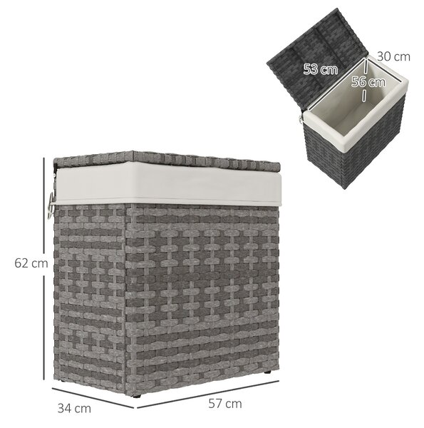 Zahradní box Outsunny z PE ratanu, venkovní úložná lavice s protiskluzovými nohami a voděodolnou podšívkou, 57x34x62cm, šedá a béžová | Aosom