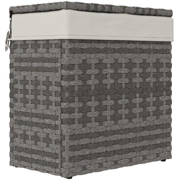 Zahradní box Outsunny z PE ratanu, venkovní úložná lavice s protiskluzovými nohami a voděodolnou podšívkou, 57x34x62cm, šedá a béžová | Aosom