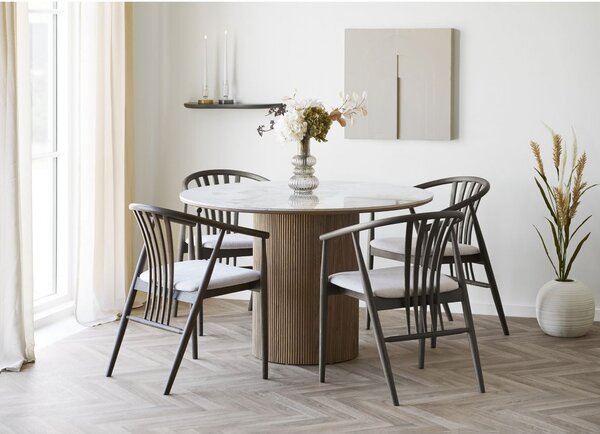 Athens jídelní stůl, keramický, bílý/dark brown, Ø120×76 cm – House Nordic