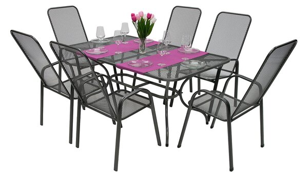 Zahradní kovová sestava SANDRA 1+6 stůl 145x90 cm (CT309)