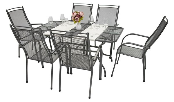 Zahradní kovová sestava PALMA I. 1+6 Stůl obdelník 145x90 cm (CT0309)
