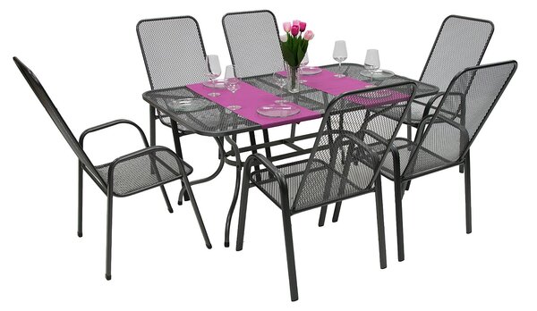 Zahradní kovová sestava SANDRA 1+6 stůl 145x90 cm (CT309)