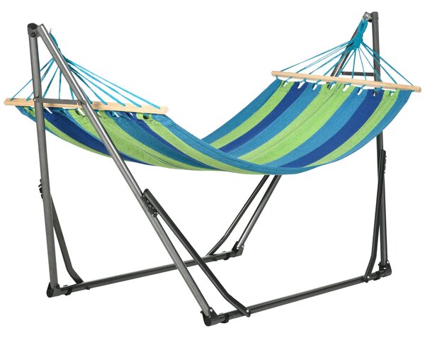 Outsunny Samostatný skládací stojan na hamaku, bavlněná hamaka a ocelová konstrukce, max. nosnost 120 kg, 270x100x94 cm | Aosom
