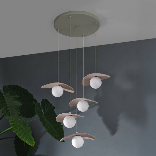OSRAM Závěsné světlo Decor Pearl, 5 žárovek, béžové, plsť, G9, stmívatelný, Krémová / jantar, Obývací pokoj / jídelna, Textil / tkanina / hedvábí, Moderní
