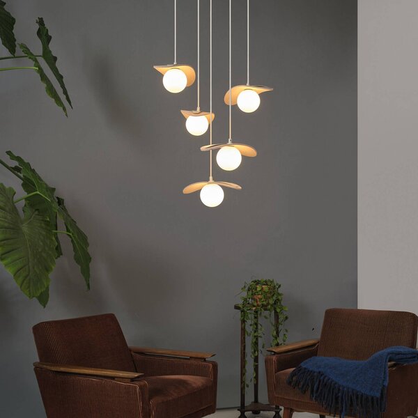 OSRAM Závěsné světlo Decor Pearl, 5 žárovek, béžové, plsť, G9, stmívatelný, Krémová / jantar, Obývací pokoj / jídelna, Textil / tkanina / hedvábí, Moderní
