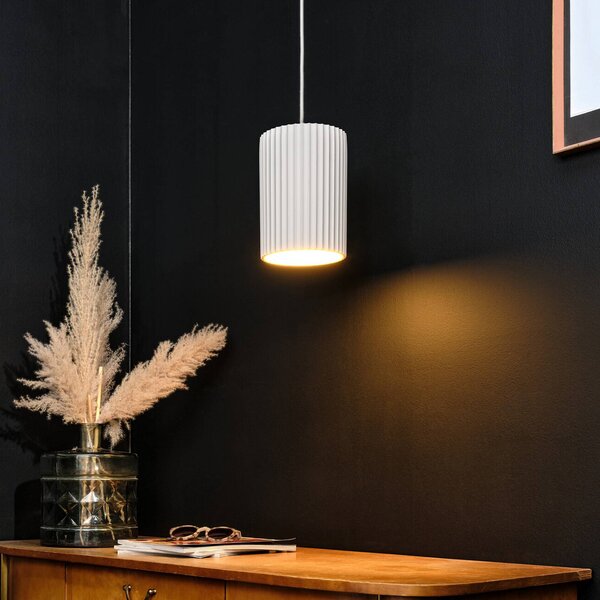 OSRAM Závěsné světlo Decor Plaster Routes Tube, bílá, sádra, E27, stmívatelný, Bílá / opál, Obývací pokoj / jídelna, Sádra / hlína