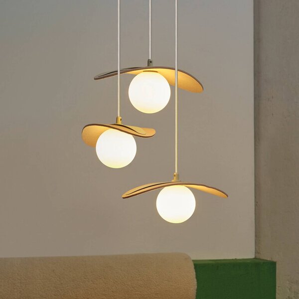 OSRAM Závěsné světlo Decor Pearl, 3 žárovky, béžové, plsť, G9, stmívatelný, Krémová / jantar, Obývací pokoj / jídelna, Textil / tkanina / hedvábí, Moderní
