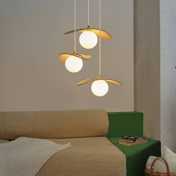 OSRAM Závěsné světlo Decor Pearl, 3 žárovky, béžové, plsť, G9, stmívatelný, Krémová / jantar, Obývací pokoj / jídelna, Textil / tkanina / hedvábí, Moderní