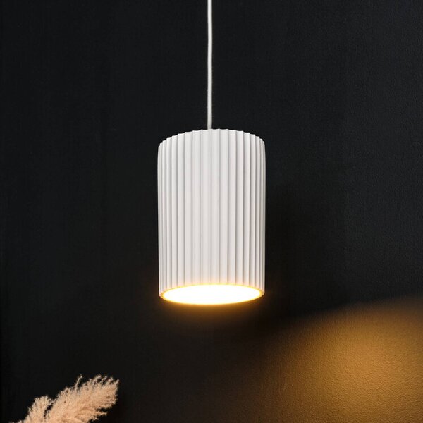 OSRAM Závěsné světlo Decor Plaster Routes Tube, bílá, sádra, E27, stmívatelný, Bílá / opál, Obývací pokoj / jídelna, Sádra / hlína