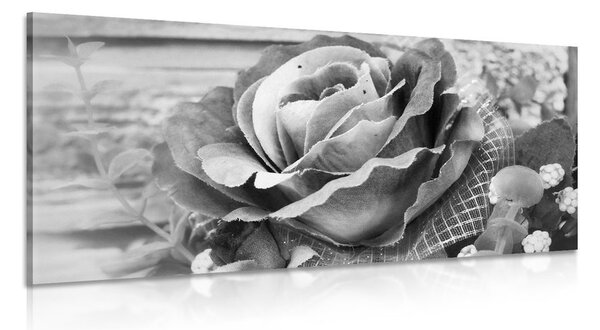 Obraz elegantní vintage růže v černobílém provedení