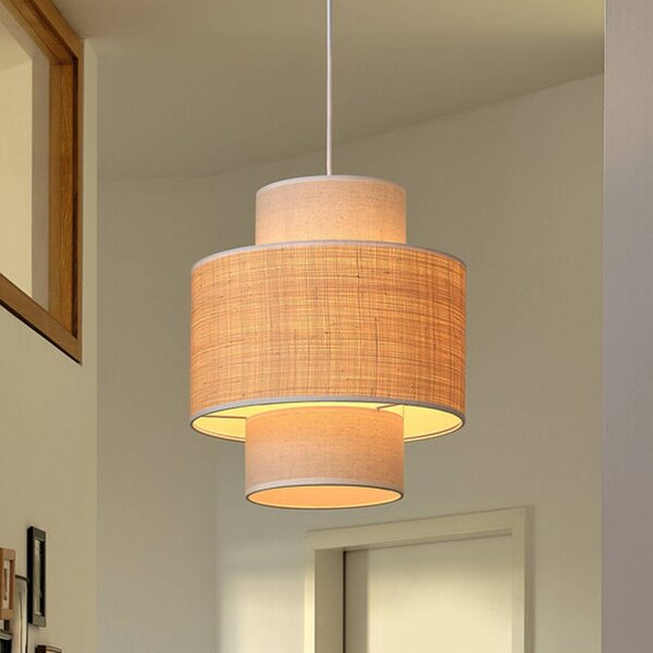 OSRAM závěsné světlo Decor Wrap Cylinder, béžové, rafin, len, stmívatelný, Krémová / jantar, Obývací pokoj / jídelna, Textil / tkanina / hedvábí, Venkovský / rustikální