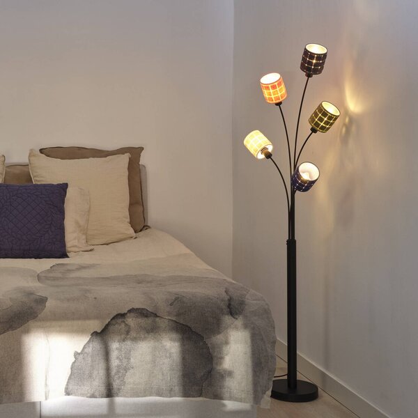 OSRAM stojací lampa Decor Felt Weaving Cans, barevná, 5-ramenná, E14, Vícebarevná, Obývací pokoj / jídelna, Textil / tkanina / hedvábí
