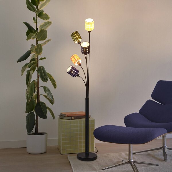 OSRAM stojací lampa Decor Felt Weaving Cans, barevná, 5-ramenná, E14, Vícebarevná, Obývací pokoj / jídelna, Textil / tkanina / hedvábí