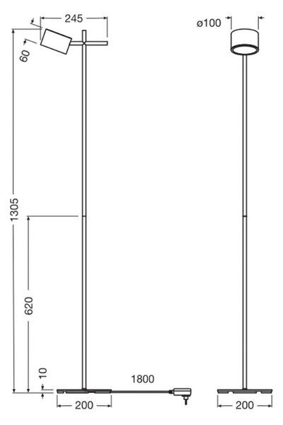 OSRAM LED stojací lampa Decor Kyoto, hliník, černá, stmívatelná, stmívatelný, Černá, Obývací pokoj / jídelna, Hliník, Moderní