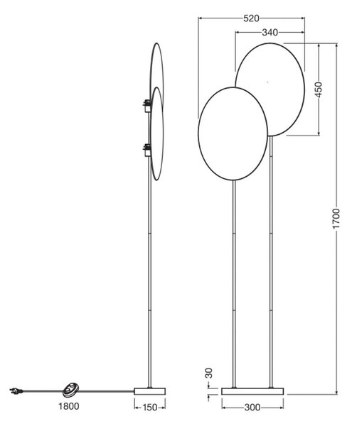 OSRAM Stojací lampa Decor Rattan Dandelion, 2 žárovky, béžová, E27, Krémová / jantar, Obývací pokoj / jídelna, Dřevo, Středozemní