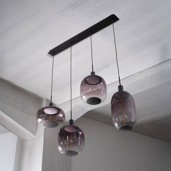 OSRAM Závěsné světlo Decor Needle Linear, šedá, ocel, 4 žárovky E27, stmívatelný, Hliník / šedá / zinek, Obývací pokoj / jídelna, kov, Moderní