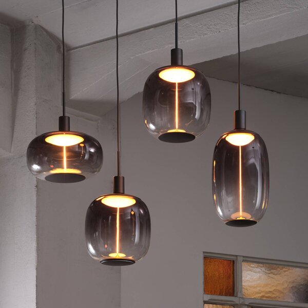 OSRAM Závěsné světlo Decor Needle Linear, šedá, ocel, 4 žárovky E27, stmívatelný, Hliník / šedá / zinek, Obývací pokoj / jídelna, kov, Moderní