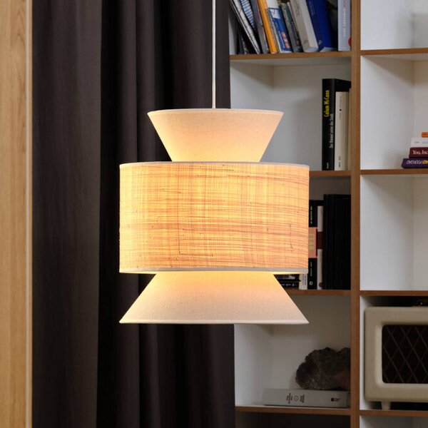 OSRAM Závěsné světlo Decor Wrap Cone, béžové, rafián, len, E27, stmívatelný, Krémová / jantar, Obývací pokoj / jídelna, Textil / tkanina / hedvábí, Venkovský / rustikální